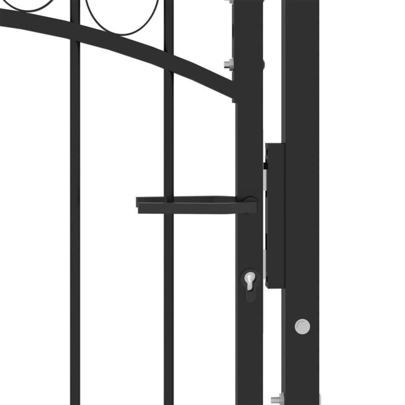 Gate with Curved Top 100X125 Cm Black Steel Suitable for Outdoor Terraces
