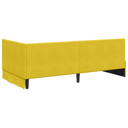 Bedframe – Bedombouw – Slaapbank – Tweepersoonsbed – Lattenbodem – Gele Velvet Bekleding – 90x200 cm