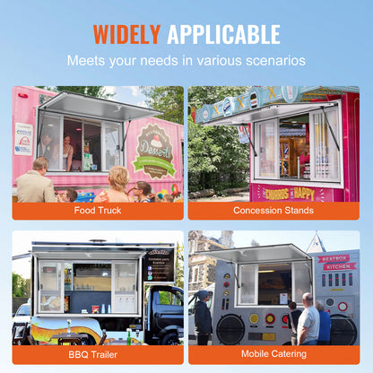 Voedingskraamzeil – Verkoopraam – Foodtruck Raam – Kraamraam – Tentraam – Aluminium Frame – 122 x 91,4 cm – 85° Openingshoek