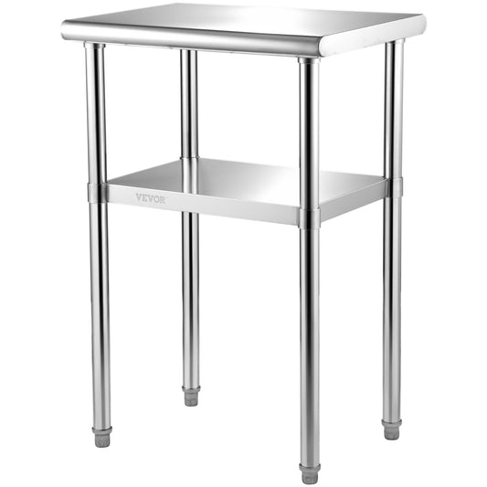 RVS Werktafel – Roestvrijstalen Werkbank – Metalen Werktafel – Keukentafel – Werkbank Garage – 61x46x91 cm – 272 kg Draagvermogen – Verstelbare Onderplank & Poten