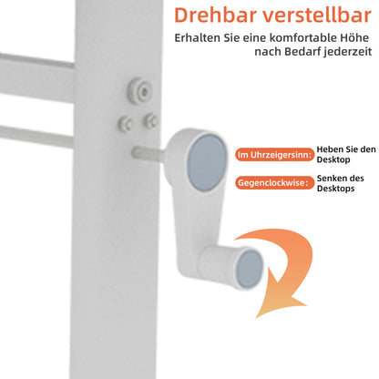 Verstelbaar Bureau – Sta Bureau – Werktafel – Studie Tafel – Compact Bureau – Zwaar Belastbaar – Ruimtebesparend Design – Wit – Eenvoudige Montage
