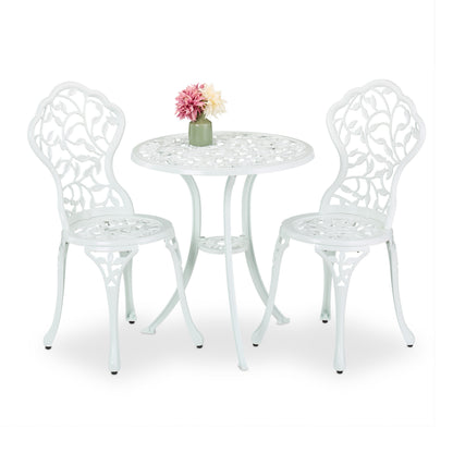 Tuinbank – Buitenbank – Zitbank – Balkonbank – Parkbank – Stalen Tuinbank – Weerbestendig – Inklapbare Tafel – 150x89x58,5 cm