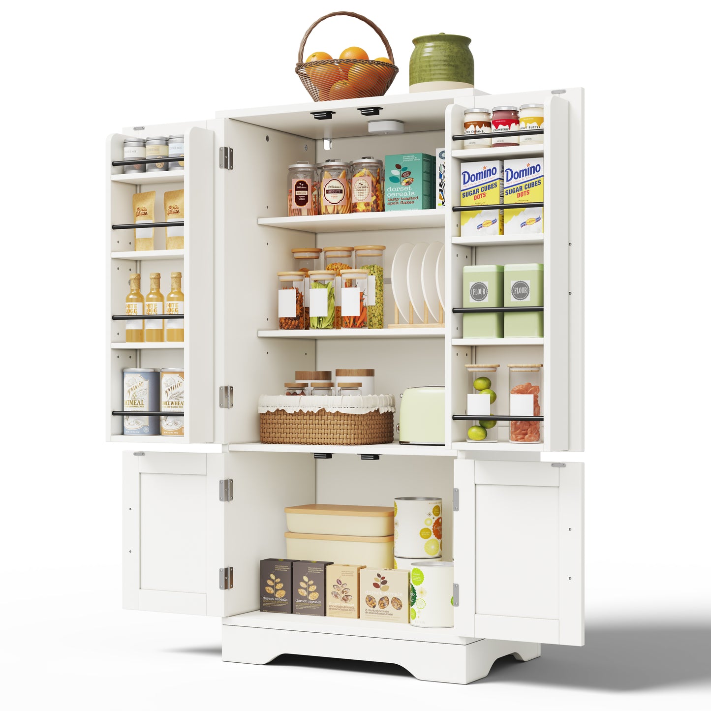 Keukenkast – Opbergkast – Dressoir – Buffetkast – Kastenmeubel – Wit – 120x60x40 cm – Verstelbare Legplanken & Magneetsluiting
