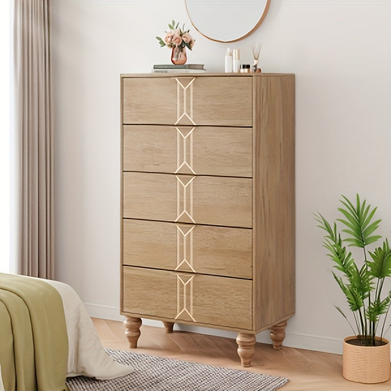 Ladeblok – Ladenkast – Opbergkast – Ladekast – Kantoorlade – 5 Lades – Gouden Handgrepen – Hout Kunststof – 68,5 cm Hoog – Ruime Opbergruimte 3,2+ Kubieke Voet