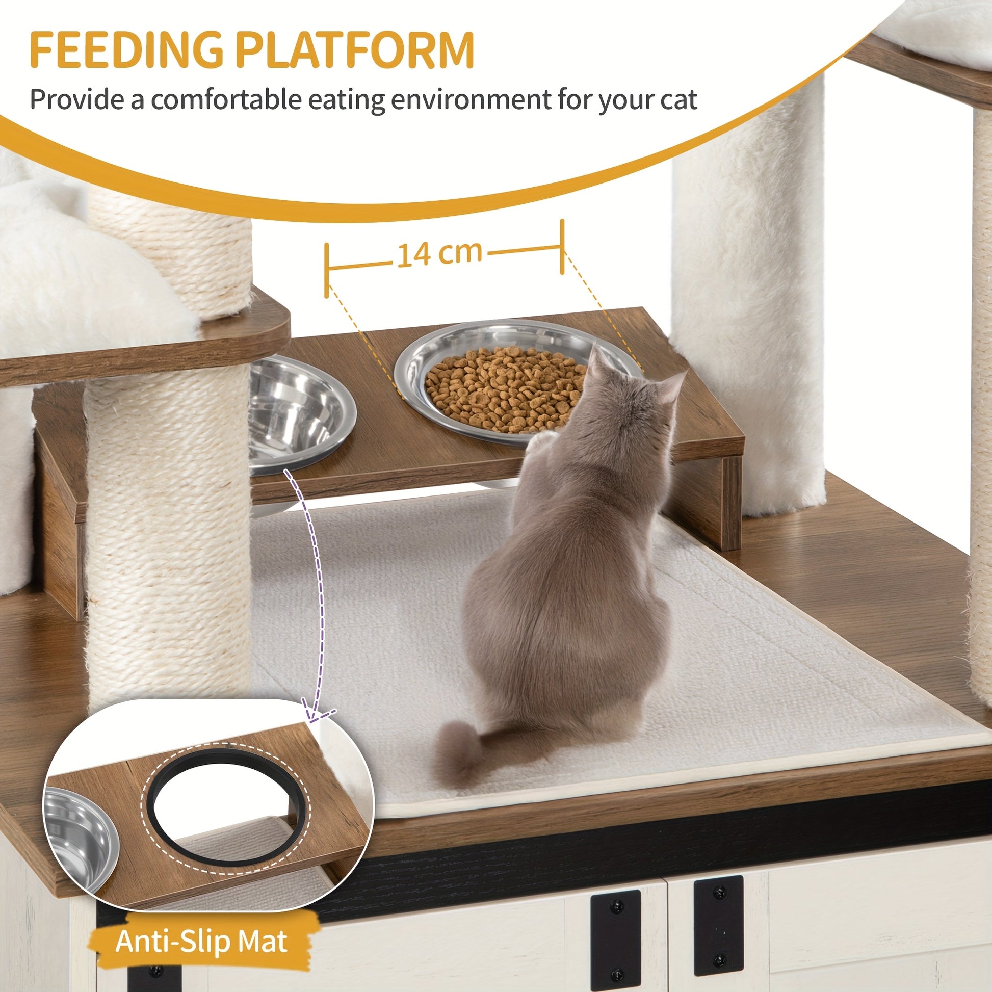 All-in-One Multi-Level Cat Tree Tower with Litter Box & Food Station - 173cm Tall Cat Furniture for Large Breeds, Spacious Platforms, Sisal Scratching Posts, Hammock, Removable Washable Cushions & Plush Balls - Compatible wit - QUORE