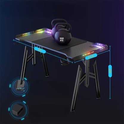 Gamingtafel – Game Bureau – Gaming Desk – Computerbureau – Werktafel – 140 cm – MDF Tafelblad – Stevig Metalen M-Poten