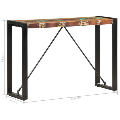 Console Table 110x35x76 cm Solid Reclaimed Wood/Console Table/Desk/Side Table/Garden Table/Phone Table. This sturdy material table is both practical and decorative, perfectly complementing your decor. The surface is ideal for