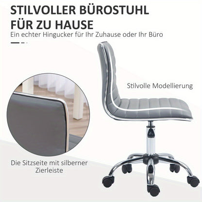 Bureaustoel – Office Chair – Draaistoel – Kantoorstoel – Computerstoel – Verstelbaar in Hoogte – Met Metalen Frame en Sponskussen – Lichtgrijs – Zonder Armleuningen – Max 120 kg