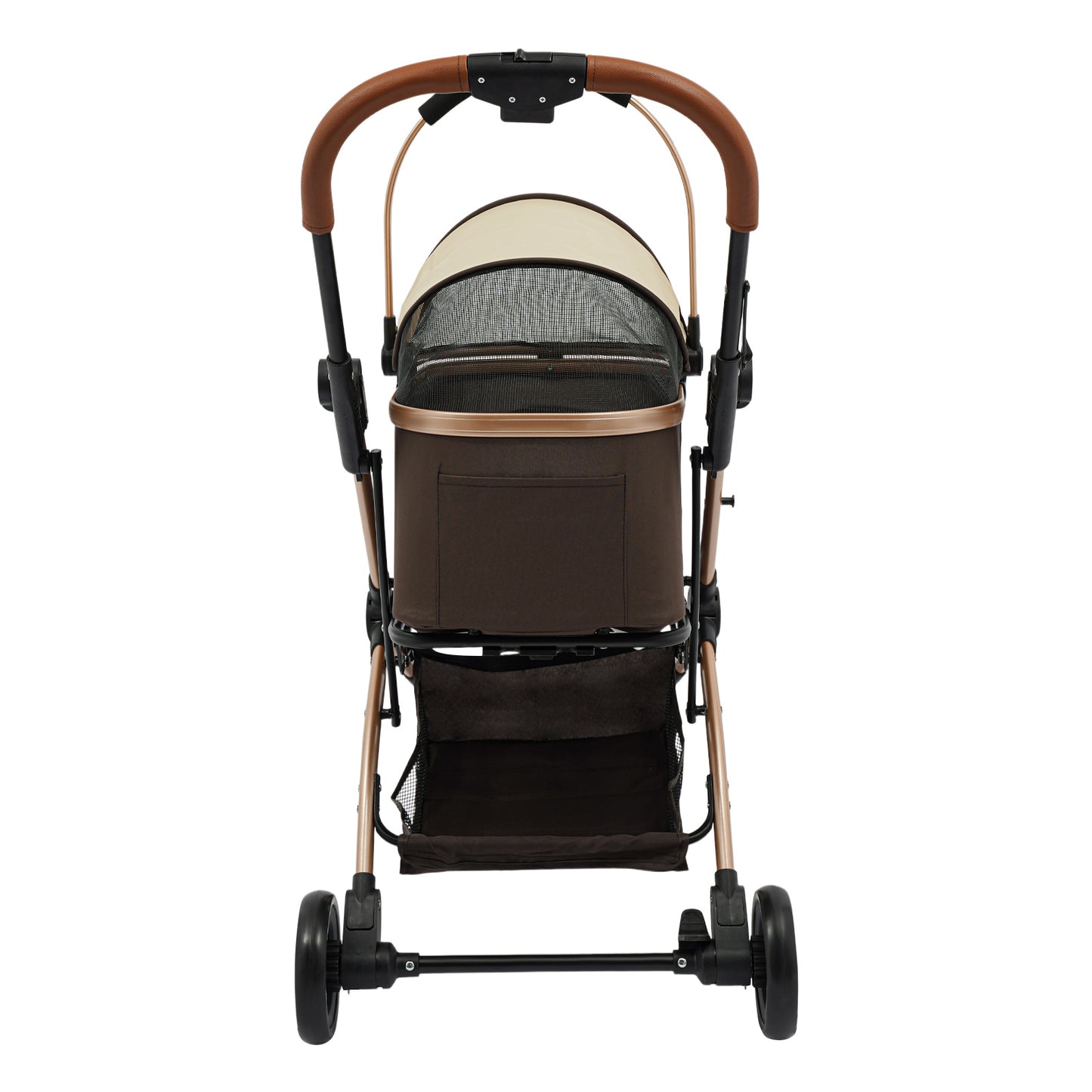 Foldable 4-Wheel All-Terrain Pet Stroller Cart with Canopy, Undercarriage Storage & Harness for dogs & cats - Heavy-Duty Nylon & Oxford Fabric Foldable Puppy/Kitten Carrier for Walks, Vet Visits, Airports, Shopping