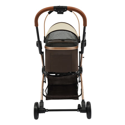 Foldable 4-Wheel All-Terrain Pet Stroller Cart with Canopy, Undercarriage Storage & Harness for dogs & cats - Heavy-Duty Nylon & Oxford Fabric Foldable Puppy/Kitten Carrier for Walks, Vet Visits, Airports, Shopping