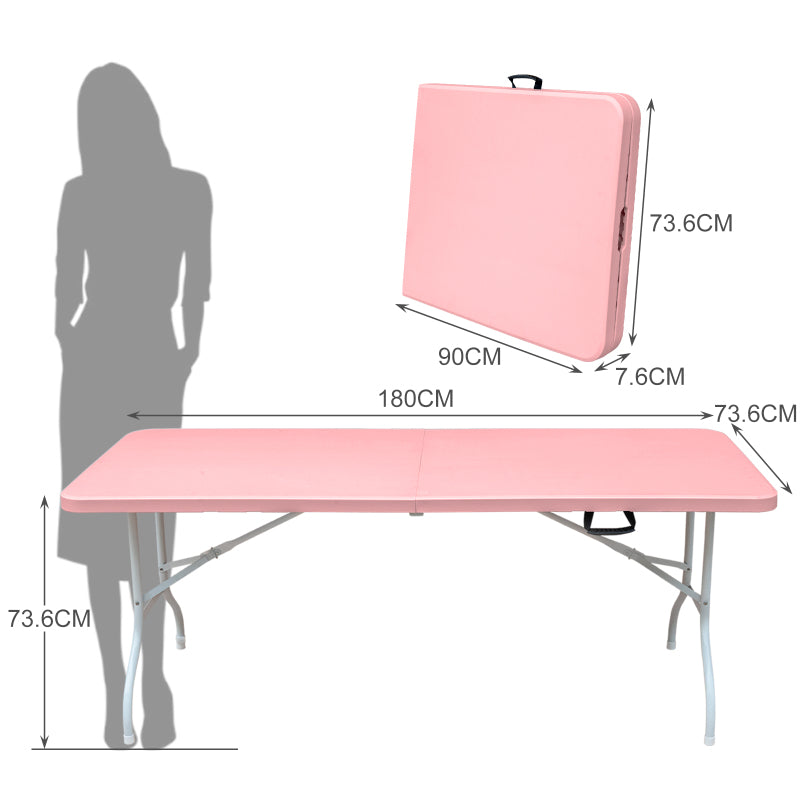 Inklapbare Tafel – Opvouwbare Tafel – Klaptafel – Campingtafel – Picknicktafel – Stevig Metalen Onderstel – Marmeren Kunststof Tafelblad 180 cm