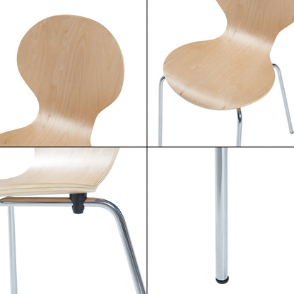 Eetkamerstoel – Stoel – Kuipstoel – Stoelset – Barkruk – Stapelbaar – Berkenhout Met Metalen Poot – Zithoogte 46 cm – Set Van 4