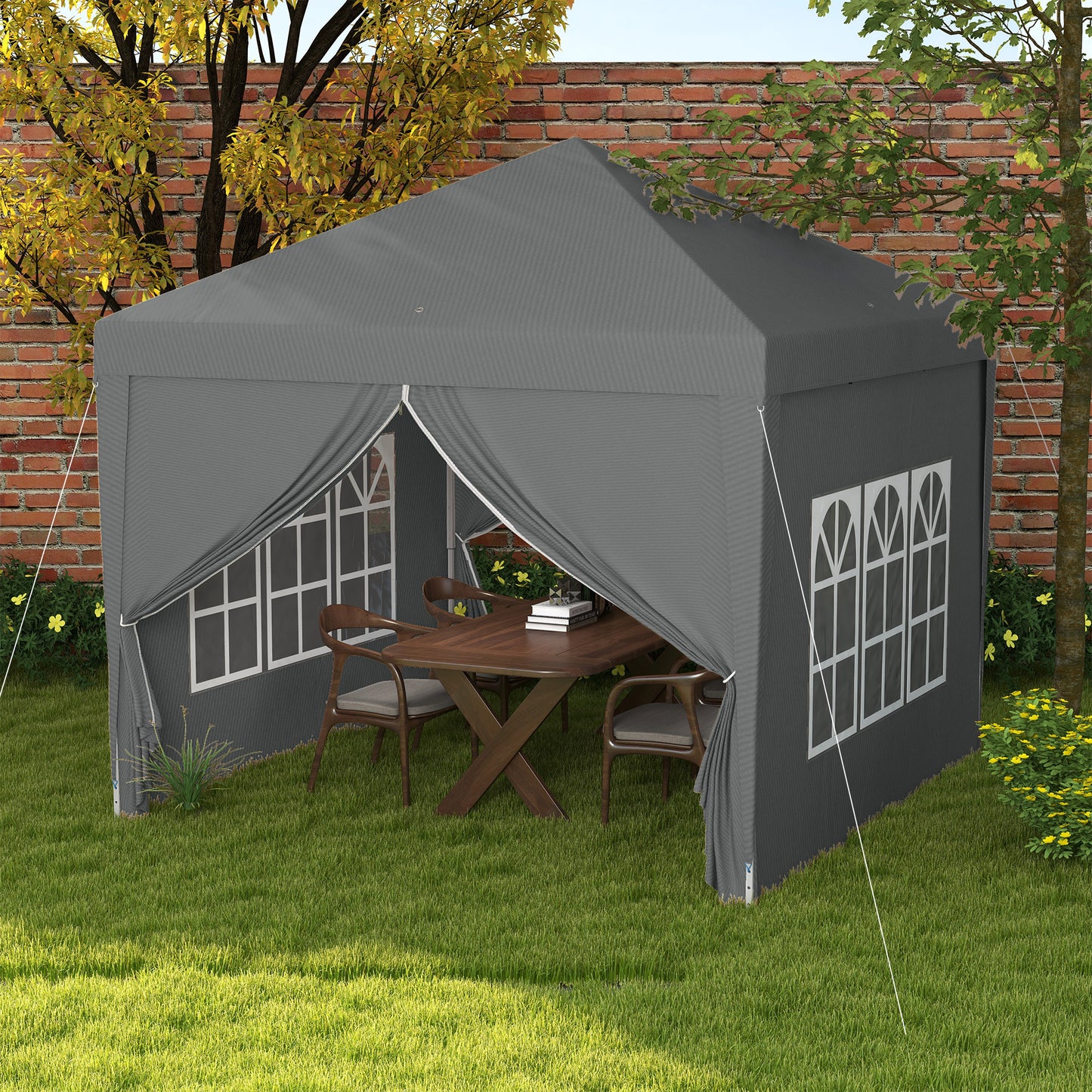 Partytent – Vouwtent – Paviljoen – Outdoor Tent – Evenemententent – 3 x 3 Meter – 4 Afneembare Wanden – Inclusief Grijze Transporttas