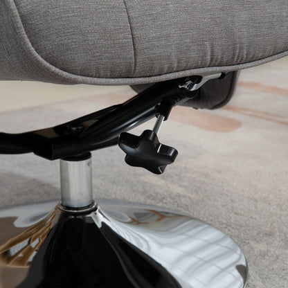 Relaxfauteuil – Relaxstoel – Draaifauteuil – Schommelstoel – Voetenbank – Draaibaar – Verstelbare Rugleuning – Grijs – Max. 150 kg – Compact Formaat 69x71x104 cm