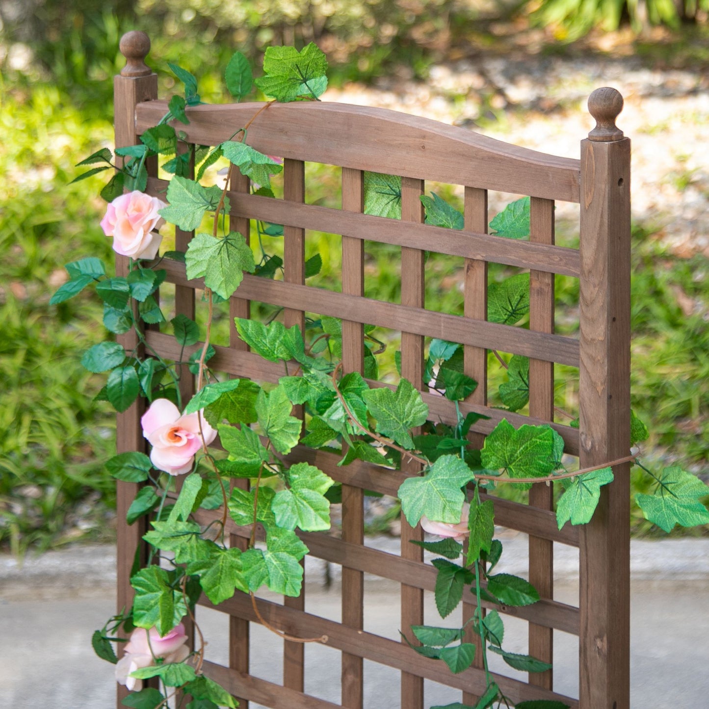 Bloembak – Plantenbak – Bloempot – Plantenbak Met Latwerk – Tuinbak – Houtlook – 64x28x120 cm – Inclusief Irrigatie-inzetstukken