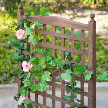 Bloembak – Plantenbak – Bloempot – Plantenbak Met Latwerk – Tuinbak – Houtlook – 64x28x120 cm – Inclusief Irrigatie-inzetstukken