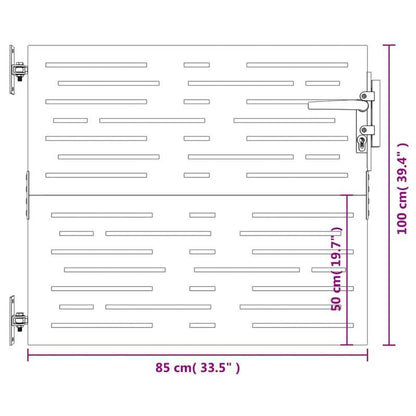 Tuindecoratie – Metalen Poort – Buitenpoort – Tuinhek – Terrasdeco – CORTEN Staal – Weerbestendig – Robuuste Constructie – 85x100 cm