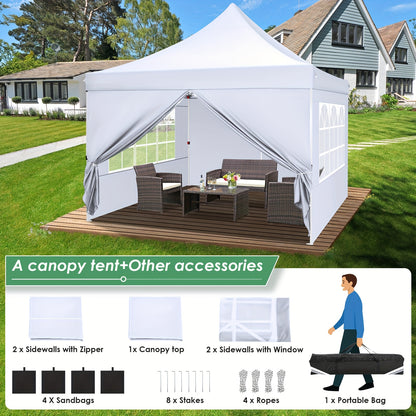 Partytent – Paviljoen – Tuintent – Paviljoen Tent – Overkapping – Pop-up – 3,05x3,05 m – Verstelbare Hoogte – Inclusief 4 Zijwanden