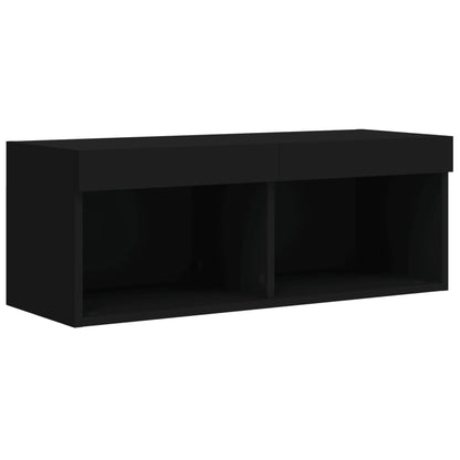 TV Wandmeubel – TV Meubel – Wandkast – TV Kast – Zwevend Meubel – RGB LED Verlichting – Hoogwaardig Houtmateriaal – Zwart