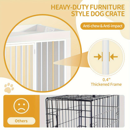 Hondenbench – Hondenkooi – Hondenhok – Bench – Reisbench – Wit – 2 Deuren – Met USB Poorten & Stopcontact – 90x63x79 cm – Voor Middelgrote Honden