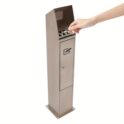 Outdoor/ Standing Cigarette Butt Disposal - Heavy-Duty Stainless Ashtray with Open-Top Design & Hygienic Ash Collector, Self-Standing Cigarette Bin for Public Spaces, Parks, Bars, Restaurants - Easy-Clean (No Required