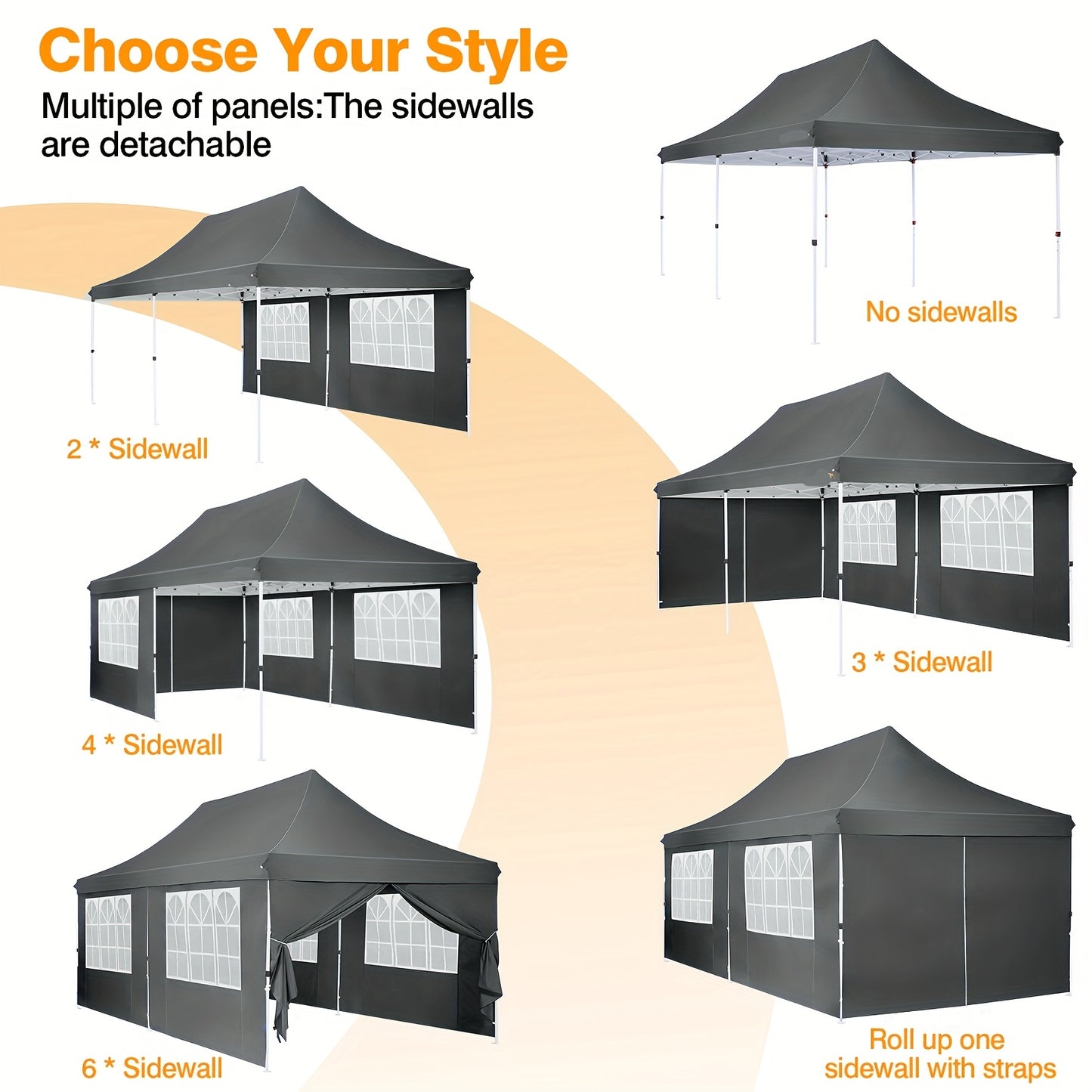 Pop-Up Partytent – Tuinkamer – Evenemententent – Markt Tent – BBQ Tent – 3,05x6,1 Meter – 6 Afneembare Zijwanden