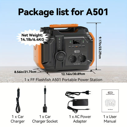 Power Station Portable – Draagbare Generator – Noodstroomvoorziening – Camping Accu – Mobiele Powerbank – 540Wh Lithium Batterij – Pure Sinusgolf Uitgang – Compact & Lichtgewicht Design