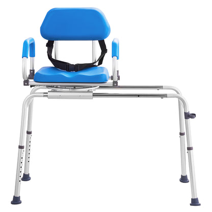 Badstoel – Douchestoel – Badkruk – Douchebank – 360° Draaibare Zitting – Verstelbare Hoogte 53-70 cm – Antislip Rubberen Voetjes – Veiligheidsgordel