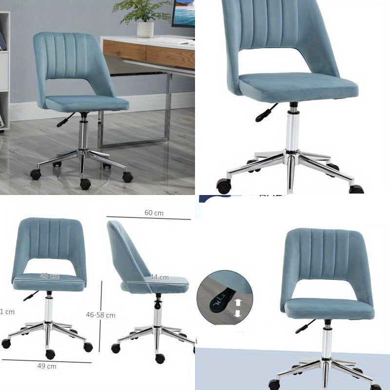 Bureaustoel – Office Chair – Werkstoel – Gaming Stoel – Draaistoel – Verstelbare Zithoogte 31-38 cm – 360° Draaibaar – Stevig Roestvrij Stalen Frame – Ergonomisch Comfort – Blauw