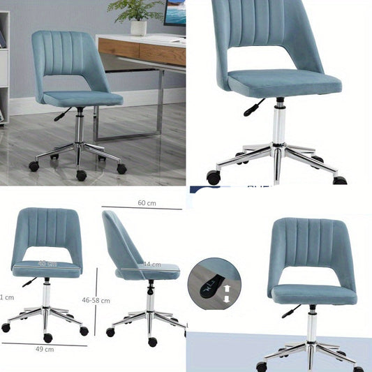 Bureaustoel – Office Chair – Werkstoel – Gaming Stoel – Draaistoel – Verstelbare Zithoogte 31-38 cm – 360° Draaibaar – Stevig Roestvrij Stalen Frame – Ergonomisch Comfort – Blauw