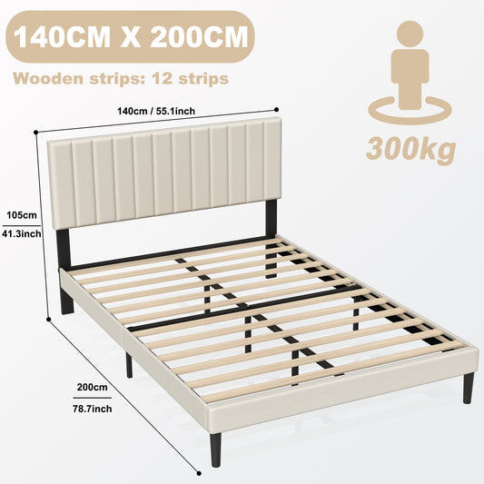 Bed – Metalen Bedframe – Stalen Bed – Eenpersoonsbed – Slaapbed – 140x200 cm – Vooraf Gemonteerd – Belastbaar Tot 300 kg