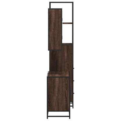 badkamermeubelset – badmeubelset – wastafelmeubel – badkamerkast – spiegelkast – bruin eikenlook – 3-delige set – hardhout & glas