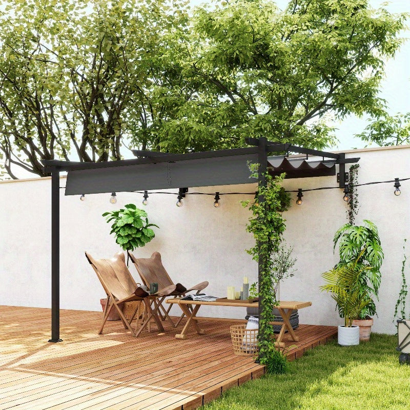Pergola – Tuinpaviljoen – Terrasoverkapping – Prieel – Overkapping – Verstelbare Zonwering 3 Standen – Stevig Aluminium 3x3m Donkergrijs