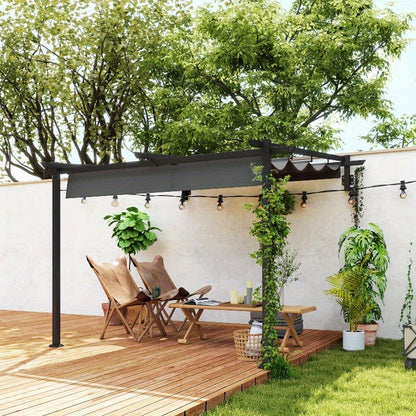 Pergola – Tuinpaviljoen – Terrasoverkapping – Prieel – Overkapping – Verstelbare Zonwering 3 Standen – Stevig Aluminium 3x3m Donkergrijs