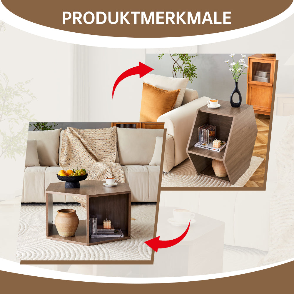 Hexagonal Multifunctional Coffee Table | 79 x 69.4 x 40 cm, Easy-to-Assemble, Modern Style, Suitable for Diverse Spaces, Metal Construction