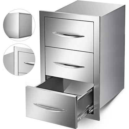 bbq lades – buitenkeuken lades – opberglades – uitvalschuifladen – bbq eiland opbergruimte – roestvrij staal – 3-laags ruime lades