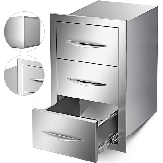 bbq lades – buitenkeuken lades – opberglades – uitvalschuifladen – bbq eiland opbergruimte – roestvrij staal – 3-laags ruime lades