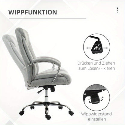 Vinsetto Ergonomic Office Chair with Adjustable Tilt & Height, Padded Armrests & Headrest, 360° Swivel, 5-Wheel Rolling Base - Light Gray Nylon Computer Desk Chair for Home & Office, Big And Tall Office Chair, Minimalistic D