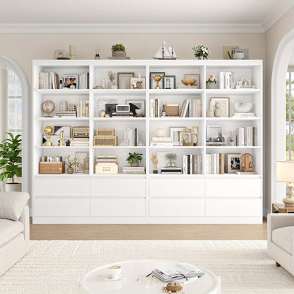 Boekenkast – Boekplank – Boekenrek – Opslagkast – Vakkenkast – 6-Lagen Met Lades – Wit Hout