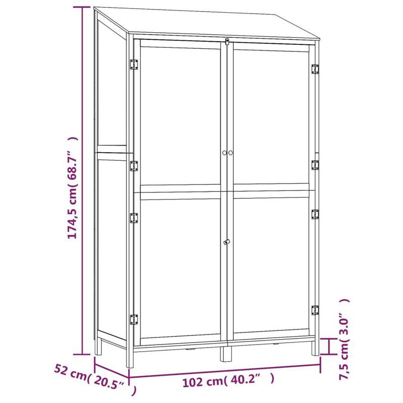 Tuinkast – Tuinberging – Opbergkast – Buitenopslag – Tuinkasten Antraciet – Hoogwaardig Vurenhout – Compact 102x52x174,5 cm