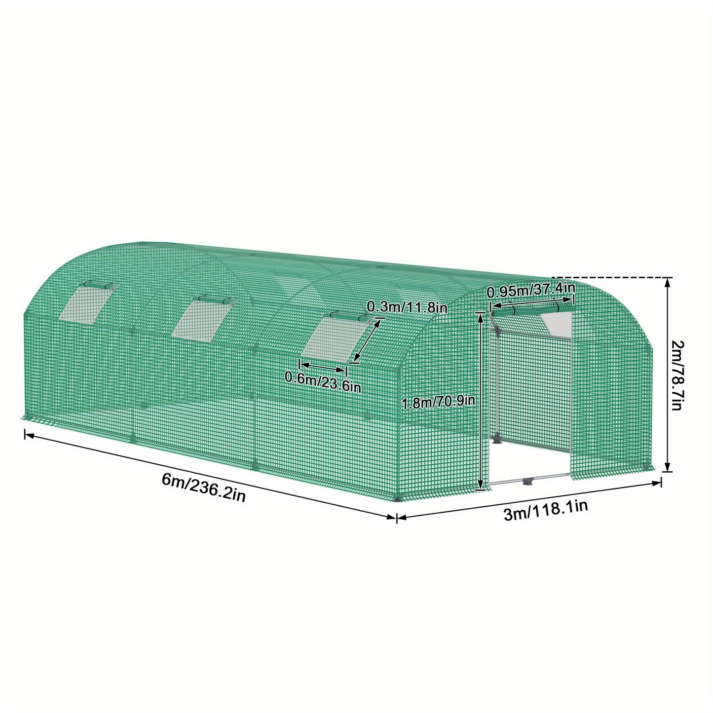 Kas – Tuinkas – Kasje – Broeikas – Kweekkas – 3 x 8 x 2 m – Gegalvaniseerd Stalen Frame – UV-Bestendige HDPE & LDPE Hoes