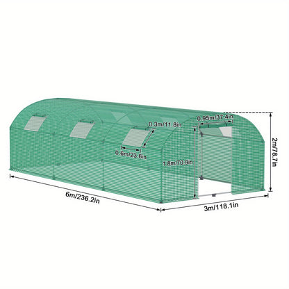 Tuinkasje – Kas – Kweekkas – Groentekas – Moestuin Kas – 3 x 6 x 2 Meter – Gegalvaniseerd Stalen Frame – HDPE Beschermingsfolie