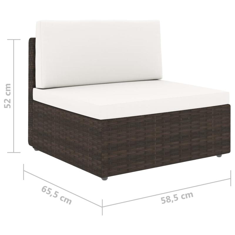 Modulaire 2-Zitsbank – Tweezitsbank – Loungesofa – Buitenbank – Woonkamerbank – Bruin – Duurzaam Poly Rattan & Hardhouten Frame – Zacht Schuimcomfort