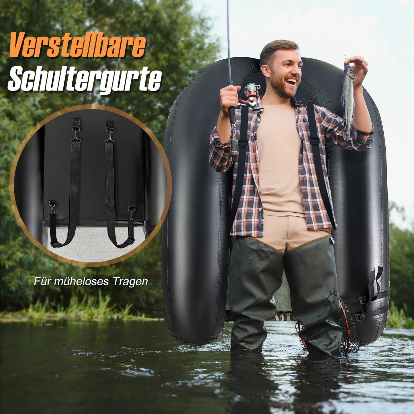 Opblaasboot – Rubberboot – Visboot – Roeiboot – Bellyboot – 150 kg Draagvermogen – Inclusief Hengelhouder en Vismaat