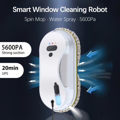 Raamrobot – Ramenreiniger – Glasreiniger – Elektrische Schoonmaker – Slimme Reinigingsrobot – 5600Pa Zuigkracht – Afstandsbediening – Streeploze Glasreiniging – Dual Water Spray