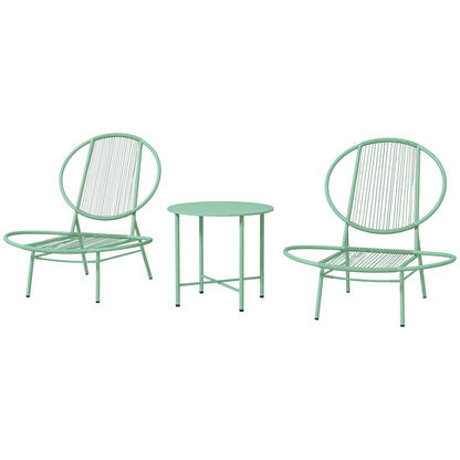 Bistroset – Tuinset – Balkonset – Tuinmeubelen – Buitenmeubel – Weerbestendig Polyrattan – Schelpvormige Stoelen – Compacte Tafel – Groen