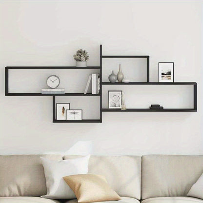 Wandplank – Muurplank – Schap – Opbergplank – Displayplank – Zwarte Eikenhout Look – Modern Europees Design – 167,5x18x68 cm – Eenvoudige Wandmontage