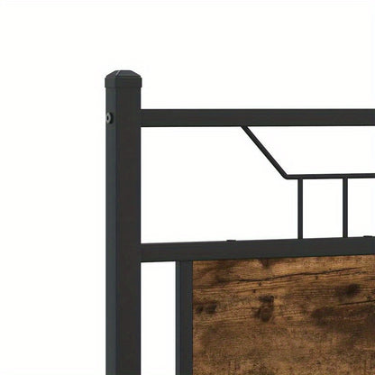 Modern Oak Smoke Bed Frame - 120x200cm Chipboard, Removable & Practical Design, All-Season Use, Easy Assembly, No Mattress Included, Contemporary Style for Bedroom Furniture, Bedroom Furniture, Sleek Headboard, Wooden Constru