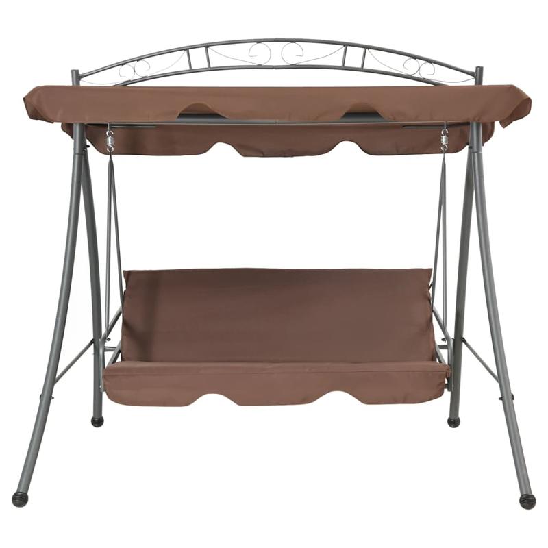 Schommelbank – Schommelstoel – Tuinbank – Loungestoel – Hangbank – Verstelbare Luifel – Robuust Gepoedercoat Staal – Comfortabele Zitkussens – Koffiekleur
