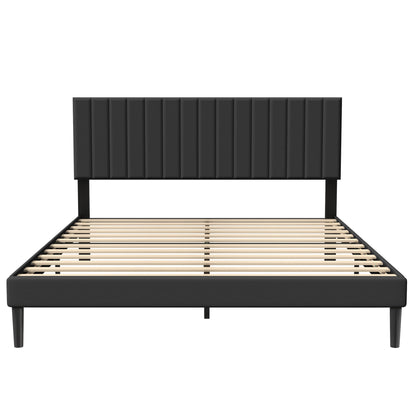 Bed Frame Guest Bed Metal Bed with Flannel Headboard & 12 Slatted Frame & Sponge Edging Modern Bed Frame Maximum Load Capacity 300 KG, for Bedroom Guest Room